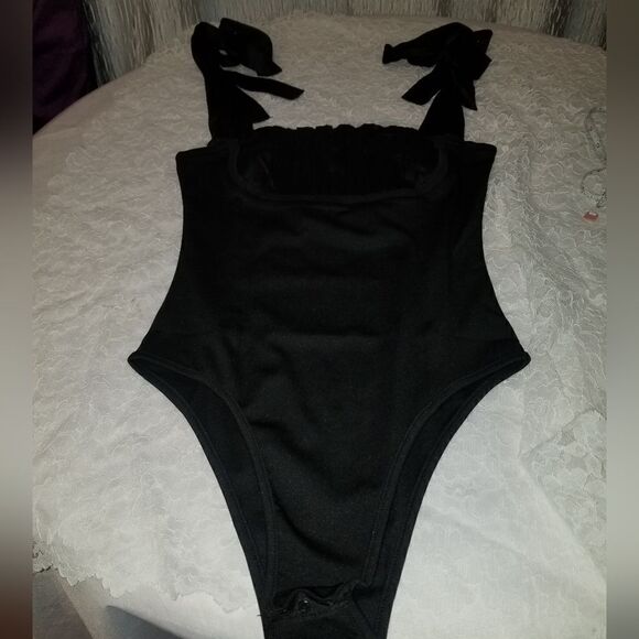 Umenlele Women's Satin Ruched Sleeveless Tie Shoulder Square Neck Bodysu…Large - Picture 7 of 14